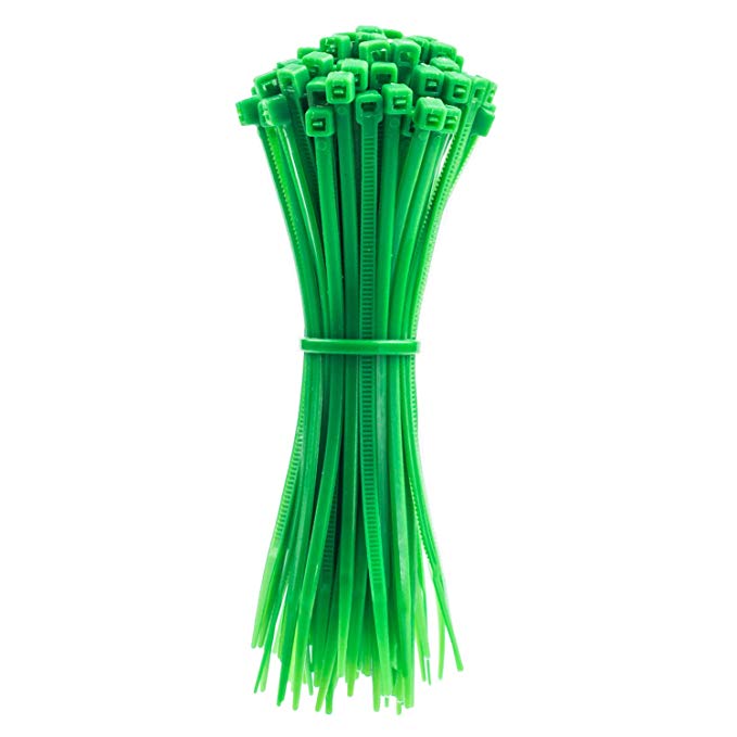 Clear Nylon Cable Ties, Durable Cable Zip Ties, Heavy Duty Cord Strap, 4 Inch Auto-Locking Wraps, 100pcs Per Package, ZD-3X100-GREEN