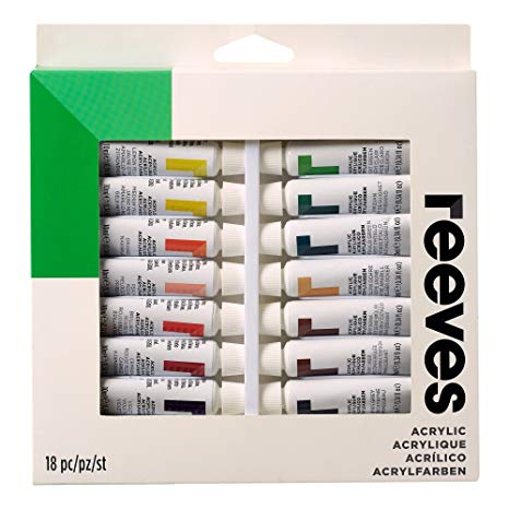 Reeves Acrylic Paint 10ml Tubes, Set of 18,