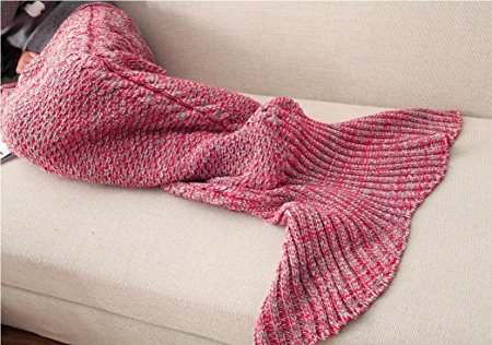 Casofu® Red Mermaid Tail Blanket,Kids Thick Mermaid Tail Blanket Snuggle Mermaid