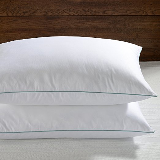 Basic Beyond Feather and Down Pillow, Triple compartment,600 Fill Power Peach Skin Fabric,White, King Size,Set of 2