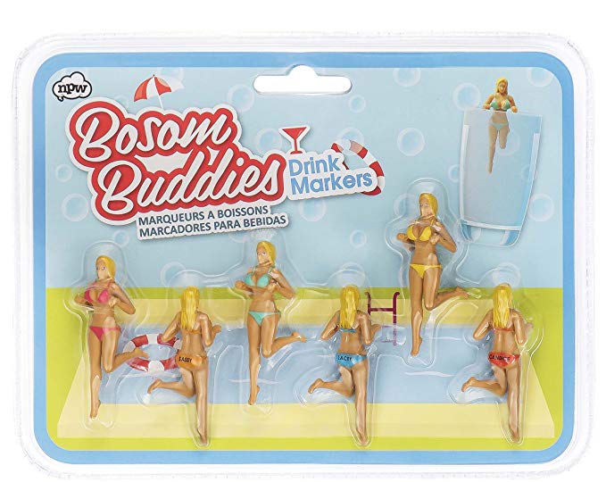 NPW Bosom Buddies Cocktail/Wine Glass Markers, 6-Count