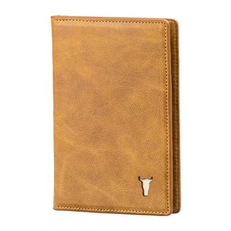 Premium Leather Passport Holder / Travel Wallet by TORRO (Tan USA leather, ID Window right side )