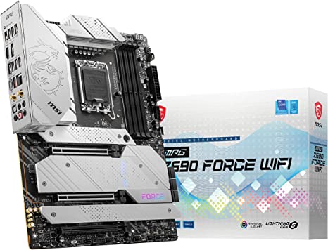 MSI MPG Z690 FORCE WIFI Motherboard ATX - Supports Intel 12th Gen Core Processors, LGA 1700 - Mystic Light, 75A VRM, Memory Boost (DDR5-6666MHz/OC), 2 x PCIe 5.0 x16, 5 x M.2 Gen4/3 x4, Wi-Fi 6E