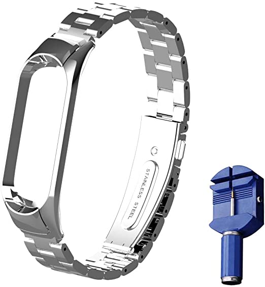 OLLIVAN for Xiaomi Mi Band 4 Strap, Mi Band 4 Mi Band 3 Wristbands Metal Replacement Bracelet Accessories Adjustable Wrist Straps for Xiaomi Mi Band 4 Mi Band 3 -No Tracker