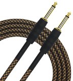 Kirlin Cable IWB-201BSG-10BW - 10 feet - 14-Inch Straight Premium Plus Instrument Cable Brown Black Tweed Woven Jacket