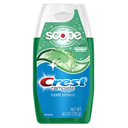 Crest Complete Whitening Plus Scope Multi-Benefit Fluoride Liquid Gel Toothpaste, Minty Fresh, 4.6 Ounce (Pack of 6)