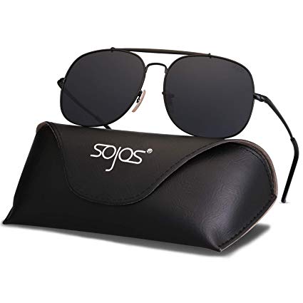 SOJOS Classic Aviator Polarized Square Sunglasses for Men and Women Mirrored Lens COLONEL