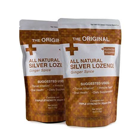 All Natural Silver Lozenges - Ginger Spice: The Perfect Cough Drop for Cough, Throat & Mouth Health or Even Daily Supplementation and Immune Support - Contains 30ppm Silver Solution in Each Drop