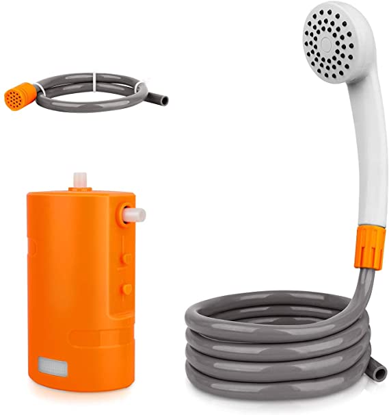 JAYETEC Portable Outdoor Shower Set,Camping Shower USB Rechargeable 4400mAh Battery Powered Shower Pump for Family Camp/Hiking/Backpacking, Travel, Beach, Pet, Flowering, Outdoor Water System IPX7 Wat
