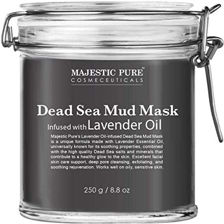 MAJESTIC PURE Dead Sea Mud Mask with Lavender Oil - Natural Face and Skin Care - Helps Reducing Pores and Appearances of Acne and Blackheads - Soothing, Therapeutic, and Nourishing - 8.8 oz