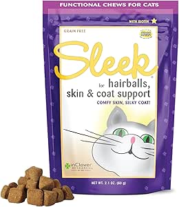 In Clover Sleek Daily Skin, Coat, and Hairballs Support Soft Chews for Cats, 2.1oz.(60 Count)