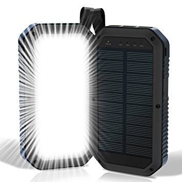 Solar Charger, EMNT Waterproof 8000mAh 3-Port USB Solar Power Bank With 21LED Bulbs Torch Portable Charger External Battery pack, Solar Panel Backpack for Emergency Outdoor Camping Hiking for iphone,Samsung Galaxy(Black)