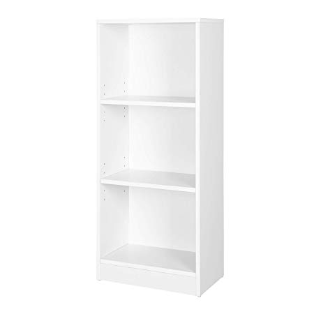 VASAGLE 3-Tier Wooden Bookcase with Adjustable Shelves, File Organiser Rack, 40 x 24 x 93 cm (W x D x H), White LBC103W