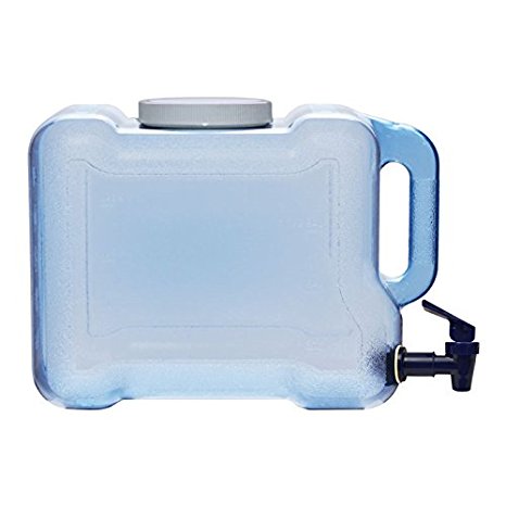 For Your Water 2 Gallon - 7.5 Liter Long Refrigerator Bottle Drinking Water Dispenser w/ Faucet Polycarbonate & FDA Approved - Made in the USA - Blue - 100mm Screw Cap 15.62" x 6.5" x 9"