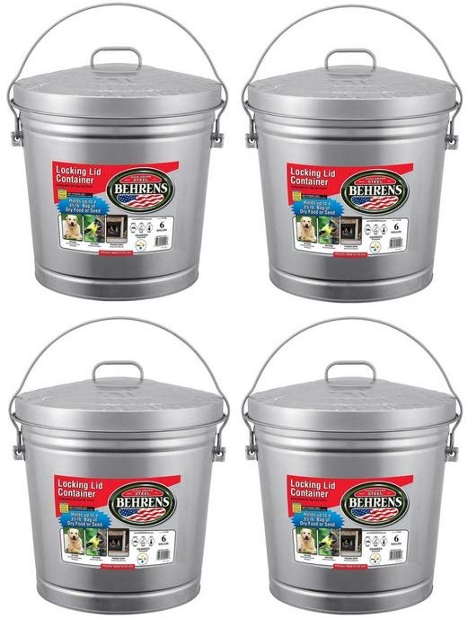 Behrens 6106 6-Gallon Locking Lid Can (4 Pack)