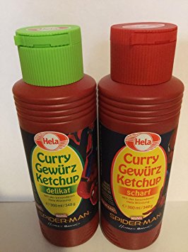 Hela 2 Flavor Curry Gewurz Ketchup  (1) Mild and (1) Hot - 2 Pack Bundle - 12.2 Ounce each