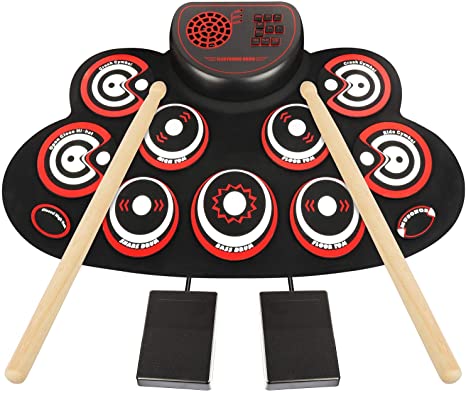 Electronic Drum Set - YUOIOYU Practice Drum Pad Roll Up Potable Drum Kit with Headphone Jack Built-in Speaker Drum Sticks 10 Hours Playtime, Great Holiday Birthday Gift for Kids Adult