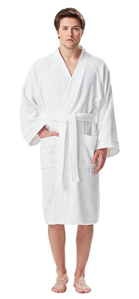 Arus Men's Short Kimono Bathrobe Turkish Cotton Terry Cloth Robe