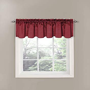 Eclipse Canova 42-Inch by 21-Inch Thermaback Blackout Scallop Valance, Burgundy
