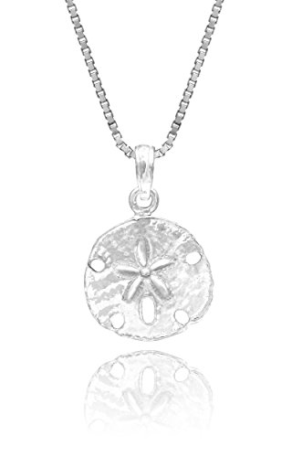 Sterling Silver Sand Dollar Necklace Pendant with 18" Box Chain