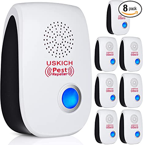 USKICH Ultrasonic Pest Repellent 8 Pack Indoor Electronic Plug in for Home, Bedroom, Kitchen, Office, Garages, Warehouse, Hotel, Pest Repeller Safe for Human and Pet （Upgraded )