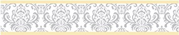 Yellow, Gray and White Damask Print Avery Collection Kids and Baby Modern Wall Paper Border