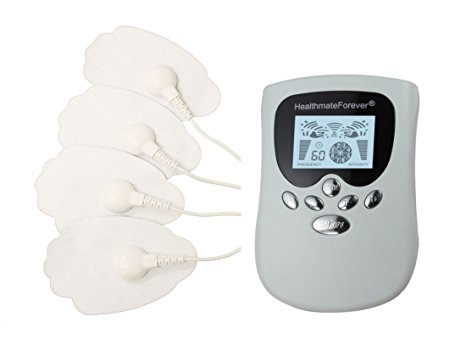 FDA cleared HealthmateForever TENS unit PM8IS (White) 8 mode two outputs OTC pain relief machine Handheld Electronic Pulse Massager Unit. ElectroTHERAPY pain relief device machine, a convenient hand-held device that delivers at-home electrotherapy pain relief. as powerful like the one in the chiropractor's office for Electrotherapy Pain Management -- Pain Relief Therapy : Chosen by Sufferers of Tennis Elbow, Carpal Tunnel Syndrome, Arthritis, Bursitis, Tendonitis, Plantar Fasciitis, Sciatica, Back Pain, Fibromyalgia, Shin Splints, Neuropathy and other Inflammation Ailments. Lifetime Warranty