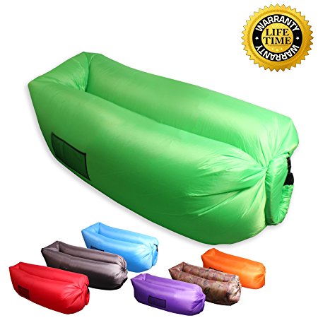 XYH Inflatable Lounger Couch, Portable Blow Up Lounge Chair, Pool Air Hammock, Air Sofa and Pool Float Ships Fast, Waterproof Wind Breeze Bean Bag, Fast Inflate Lounger for Beach, Camping.