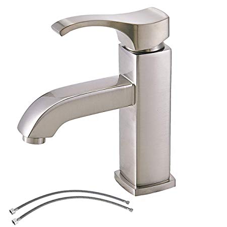 Commercial Modern Stainless Steel Single Handle Lavatory Vanity Brushed Nickel Bathroom Faucet, Bathroom Sink Faucet Without Pop Up