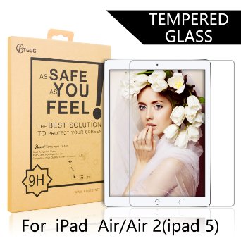 iPad Air Glass Screen Protector, BTGGG New Version Tempered Glass Screen Protector for iPad Air / iPad Air 2 [Anti-fingerprint HD Easy Installation]