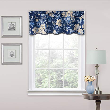 Traditions by Waverly 11467052016IND Forever Yours 52-Inch by 16-Inch Floral Window Valance, Indigo