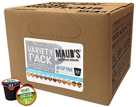 Maud’s Gourmet Coffee Pods-Single Serve Coffee Pods-Richly Satisfying Premium Arabica Beans, California-Roasted - Kcup Compatible, Including 2.0 (Coffee Pods, Variety Pack, 80 Count)