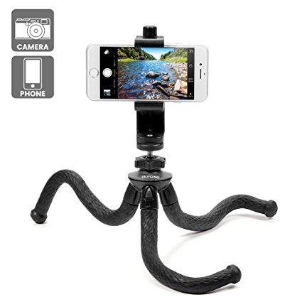 Travel Tripod, iKross Freestyle Phone Tripod Flexible and Portable Mini Tripod Stand Mount with Rotatable Universal Clip/Adapters for Smartphone, iPhone, Digital Camera