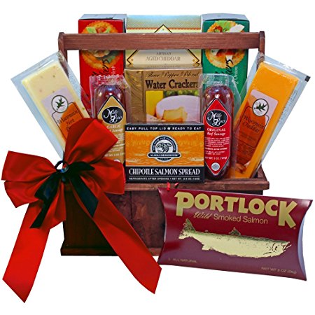 Art of Appreciation Gift Baskets Meat and Cheese Lovers Tote with Smoked Salmon