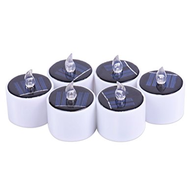 Greencolourful Flameless Candle 6Pcs Flickering Solar LED Tealight Candle Warm Home or Wedding Decoration