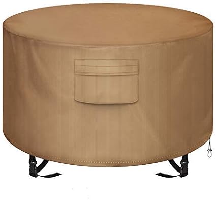 NEXCOVER Round Fire Pit Cover, Waterproof 600D Heavy Duty Cover Fits Round Outdoor Fire Pit or Table 62”D x 24” H, Fade & Weather Resistant.