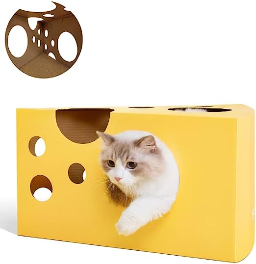VETRESKA Cheese Cat Scratcher Cardboard House Corrugated Cat Scratching Post for Kitty and Adult Cats