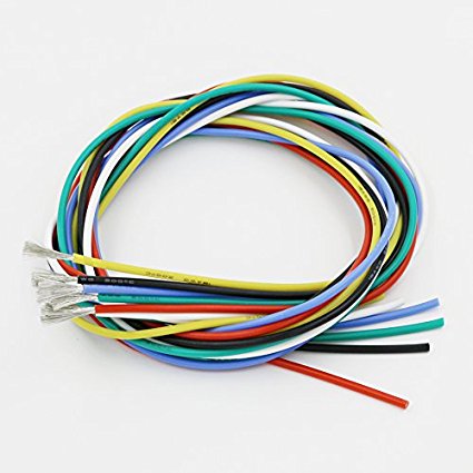 BNTECHGO 18 Gauge Silicone Wire 18 feet 6 Colors [3ft: Black,Red,White,Green,Blue And Yellow] Soft and Flexible High Temperature Resistant Highly Efficient 18 AWG Silicone Wire