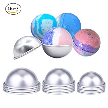 Yunt DIY Metal Bath Bomb Mold Shallow Semi-Circle Mold for Making Your Own Bath Bombs, Homemade Gifts for Partys 16PCS Set