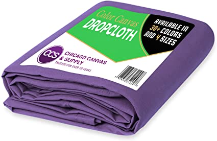 CCS CHICAGO CANVAS & SUPPLY 10 Ounce Canvas Cotton Drop Cloth (8 by 10 Feet, Sheer Lilac)