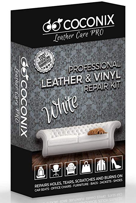 Coconix White Leather and Vinyl Repair Kit - Restorer of Your Couch, Sofa, Car Seat and Your Jacket - Super Easy Instructions - Restore Any Material, Genuine, Italian, Bonded, Bycast, PU