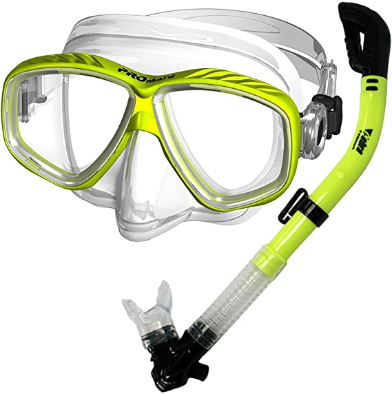 Promate Snorkeling Scuba Dive Dry Snorkel Purge Mask Gear Set