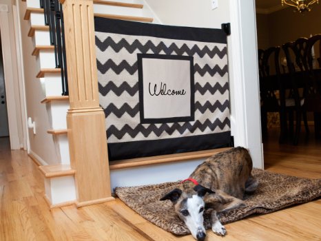 The Stair Barrier - Wall-to-Bannister Signature Baby/Pet Gate - Chevron with Patch