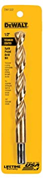 DEWALT DW1332 1/2-Inch Titanium 3/8-Inch Reduced Shank Split Point Twist Drill Bit