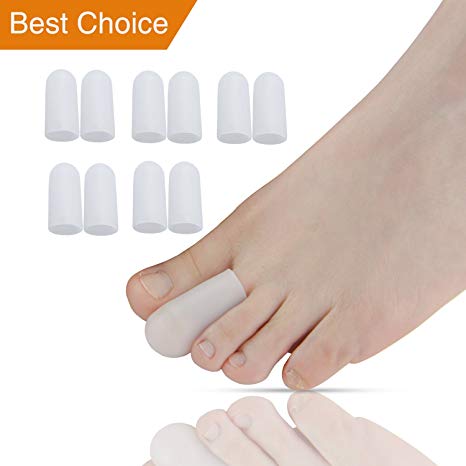 Sumifun 10 Pcs/Bag Toe Separators Stretcher Straighteners Protector Spacers,Gel Silicone Bunion Sleeves and Corrector,Relief Corn Pain,Blisters,Calluses,Toe Caps for Women and Men(5 Pairs Small)
