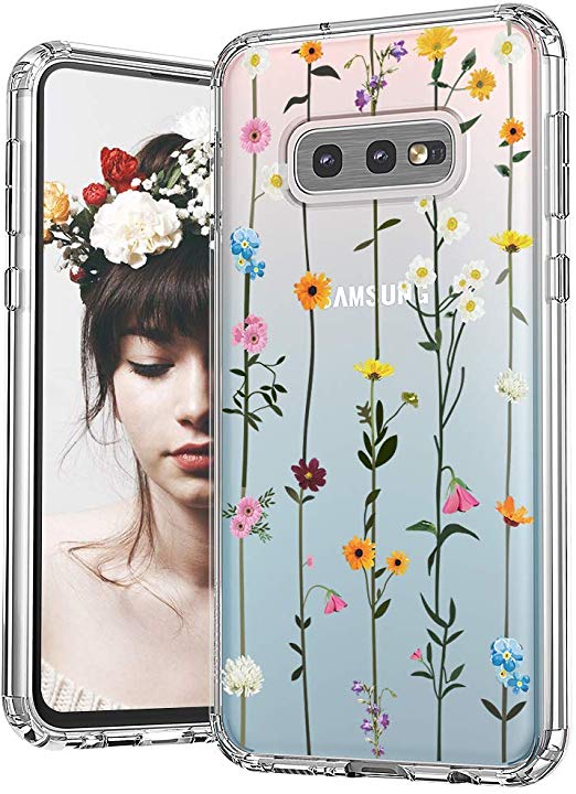 MOSNOVO Galaxy S10e Case, Wildflower Floral Flower Pattern Clear Design Printed Transparent Hard Back Case with TPU Bumper Protective Case Cover for Samsung Galaxy S10e