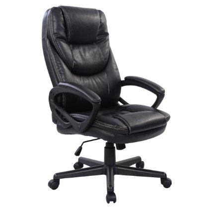 Giantex PU Leather High Back Ergonomic Office Chair, Black