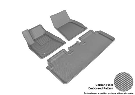 3D MAXpider Complete Set Custom Fit All-Weather Floor Mat for Select Tesla Model S Models - Kagu Rubber (Gray)