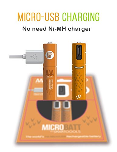 Smartoools PATEN Unique Design Micro USB Rechargeable AA/AAA Battery NiMH with Cables (AAA2)