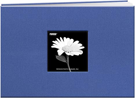 Pioneer 5 Inch by 7 Inch Postbound Fabric Frame Front Memory Book, Sky Blue